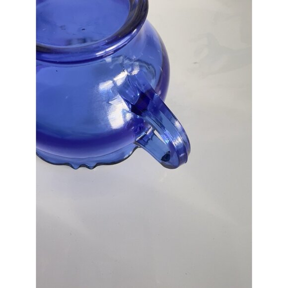 Vintage L.E.Smith Cream & Sugar Set Mount Pleasant Cobalt Blue Glass 1930-40s - Picture 10 of 10